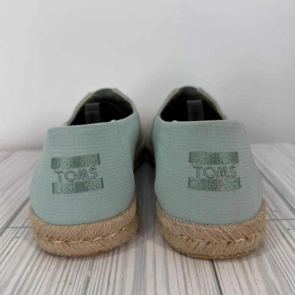 TOMS Alpargata Rope Espadrille Mint Green Textile Slip On Flats Womens Size 9.5